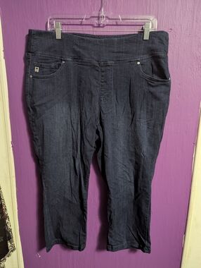 33. Belle By Kim Gravel Dark Wash Pull On Jean Capris 18 2X